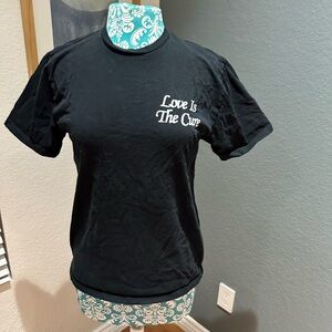 Obey Black T-Shirt with Teal and White Pattern